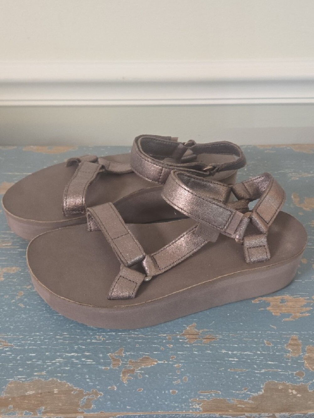 Teva Women's Metallic Bronze Platform Sandals - Picture 2 of 6